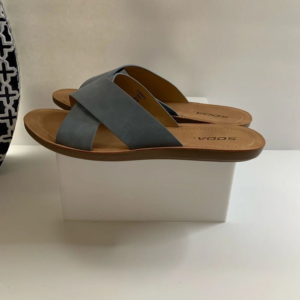 Soda Crossover Strapy Sandals 8.5,10 Blue color NWOT - Picture 2 of 9